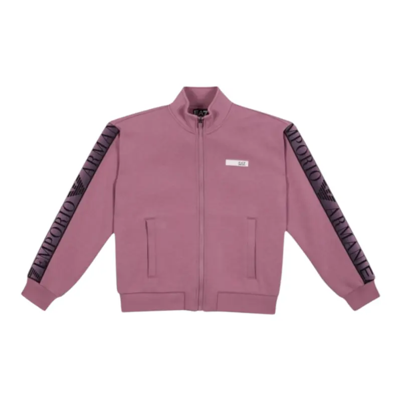 Emporio Armani Felpa con Zip tinta unita con Maniche Logate Rosa per Bambina