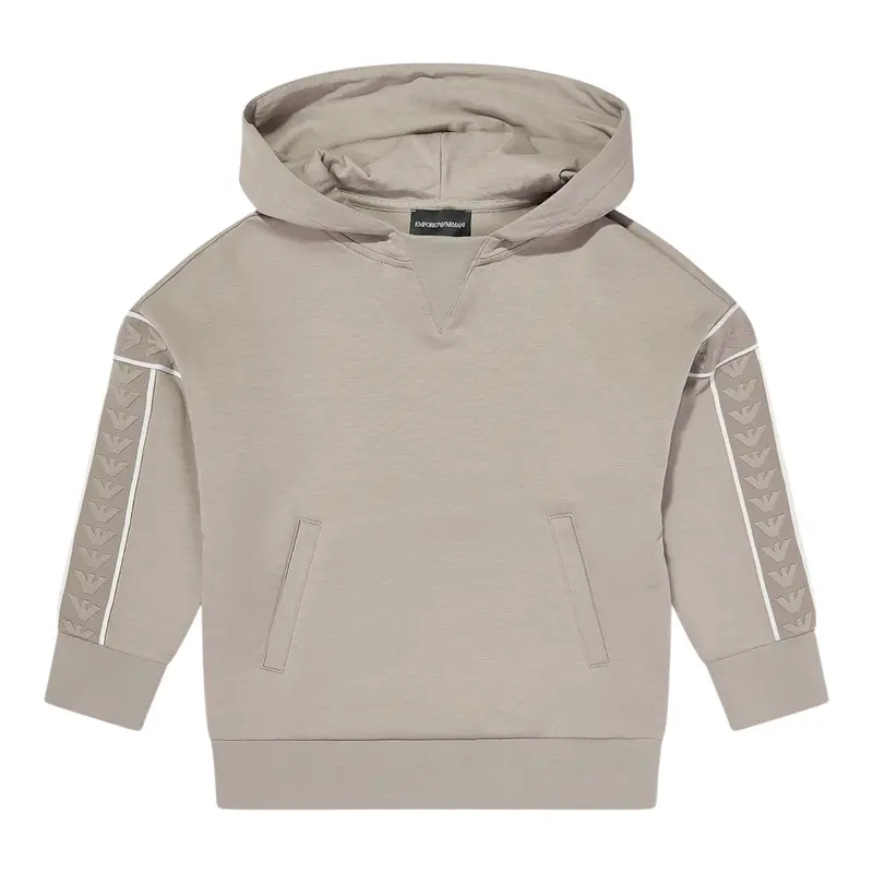 Emporio Armani Felpa tinta unita con Cappuccio Beige per Bambino