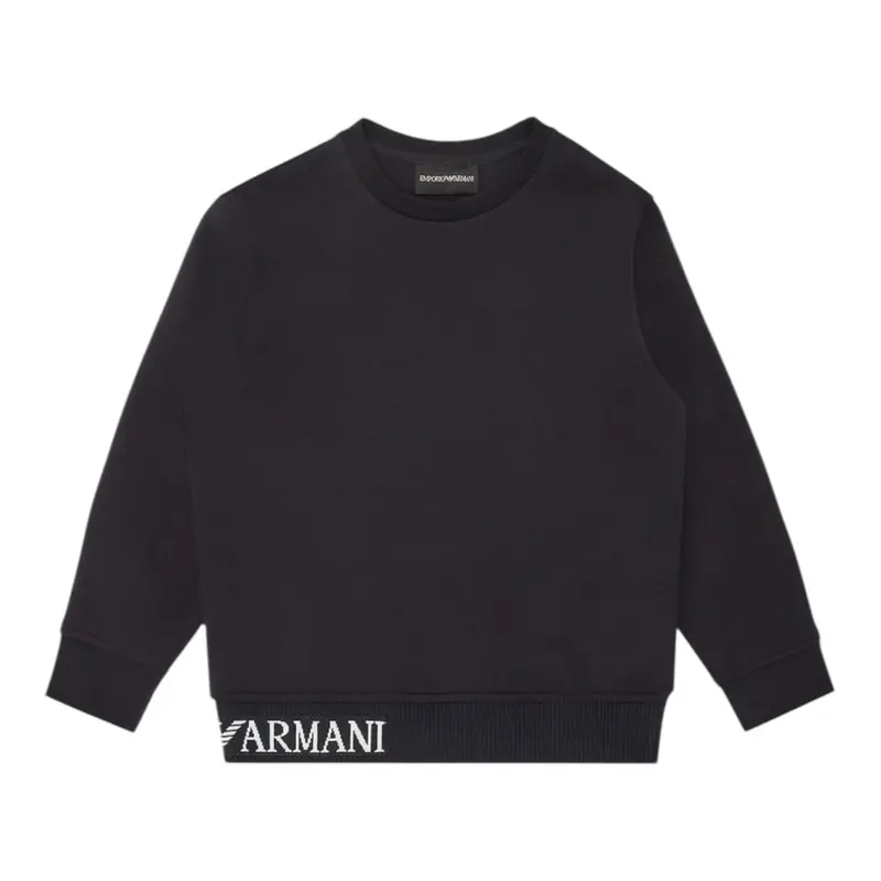 Emporio Armani Felpa tinta unita con Logo Blu per Bambino