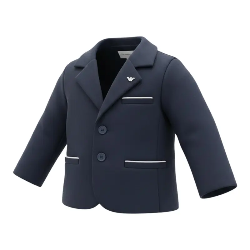 Emporio Armani Giacca tinta unita con Logo Blu per Neonato