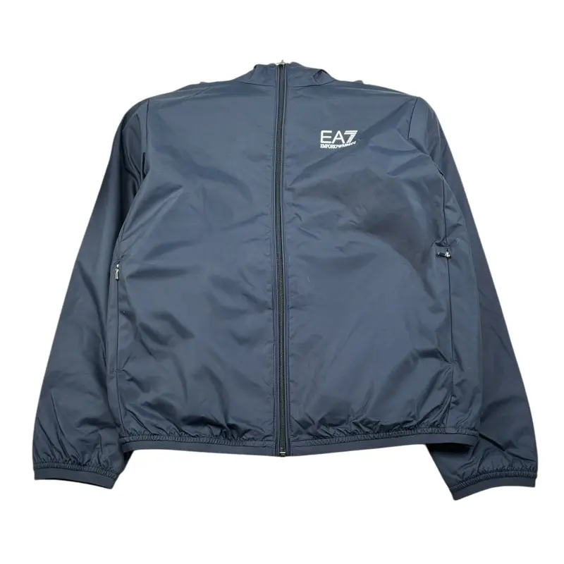 Emporio Armani Giubbino tinta unita con Zip E Cappuccio Blu per Bambino