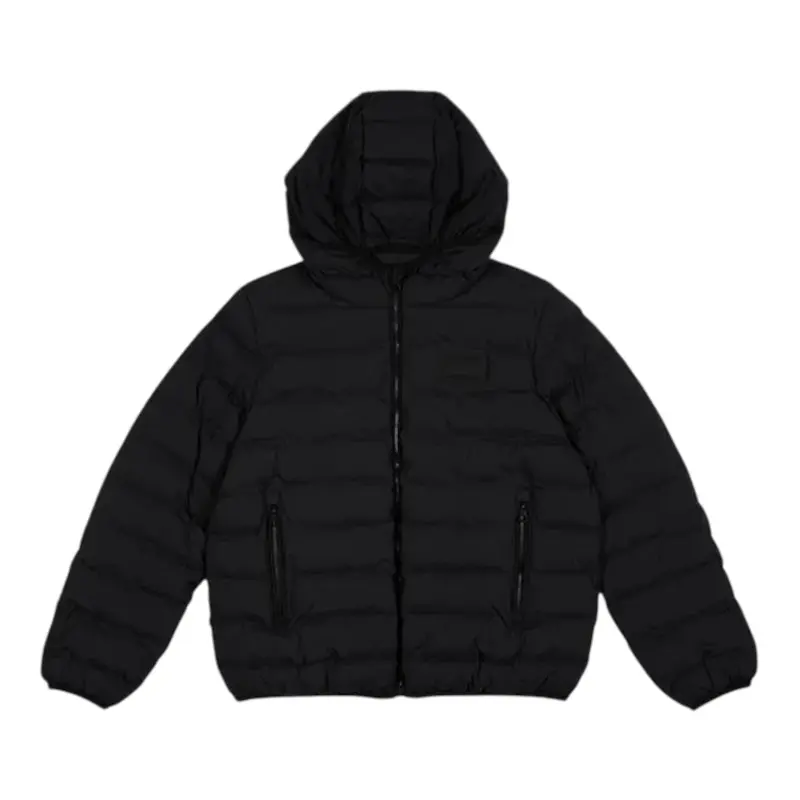 Emporio Armani Giubbino tinta unita con Zip E Cappuccio Nero per Bambino