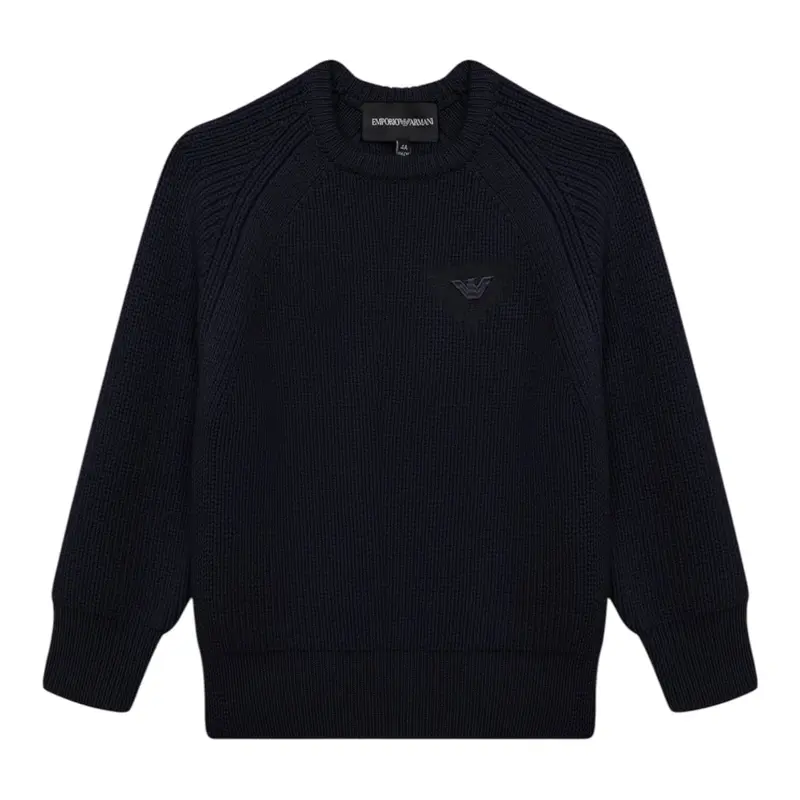 Emporio Armani Maglia tinta unita con Logo Blu per Bambino
