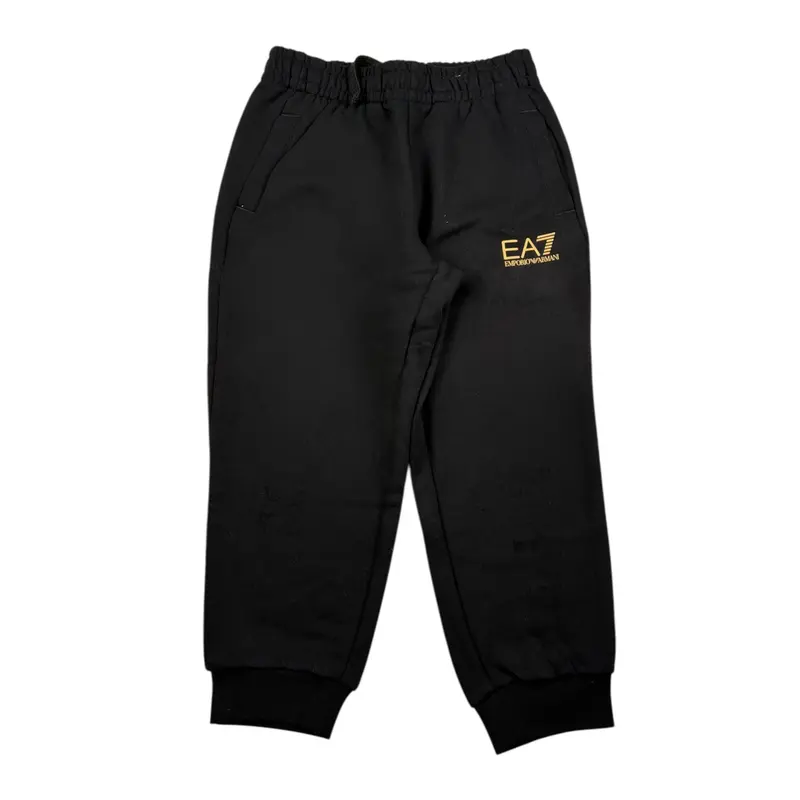 Emporio Armani Pantalone Modello Tuta tinta unita con Stampa Nero per Bambino