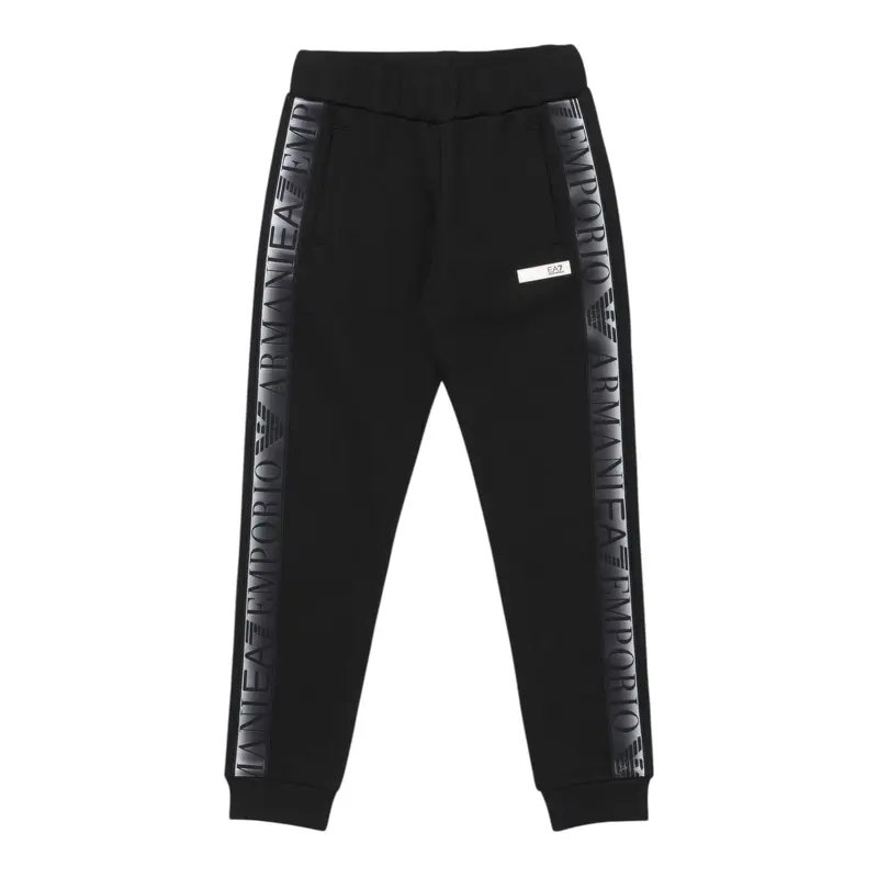 Emporio Armani Pantalone tinta unita con Profili Logati Nero per Bambino