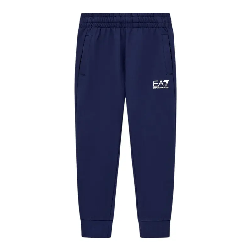 Emporio Armani Pantalone Tuta tinta unita con Logo Blu per Bambino