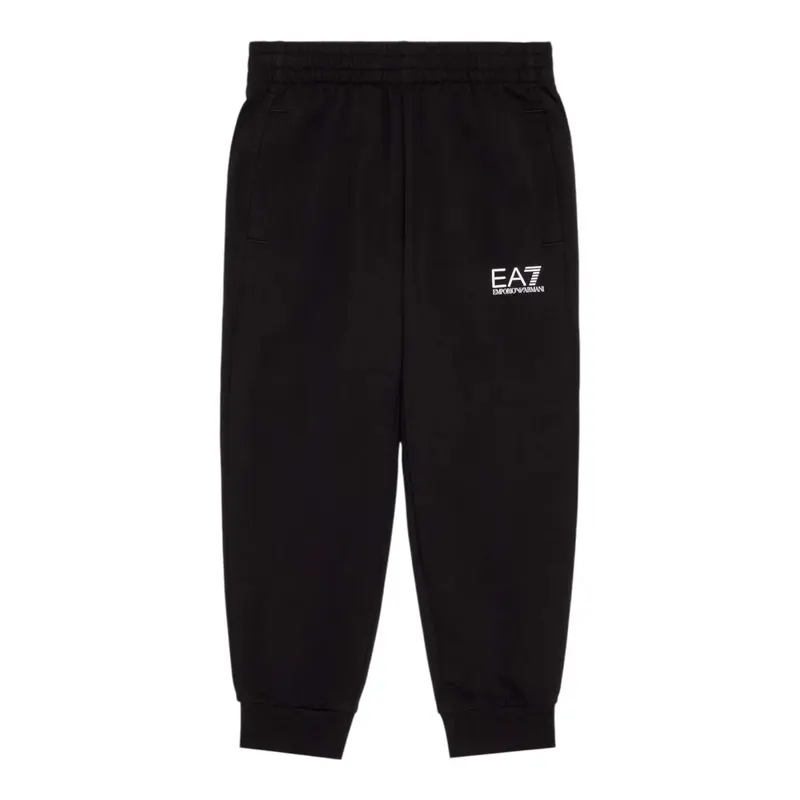 Emporio Armani Pantalone Tuta tinta unita con Logo Nero per Bambino