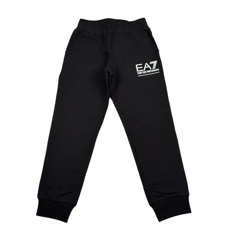 Emporio Armani Pantalone Tuta tinta unita con Logo Nero per Bambino