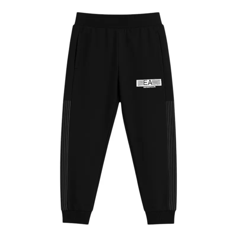 Emporio Armani Pantalone Tuta tinta unita con Stampe Nero per Bambino