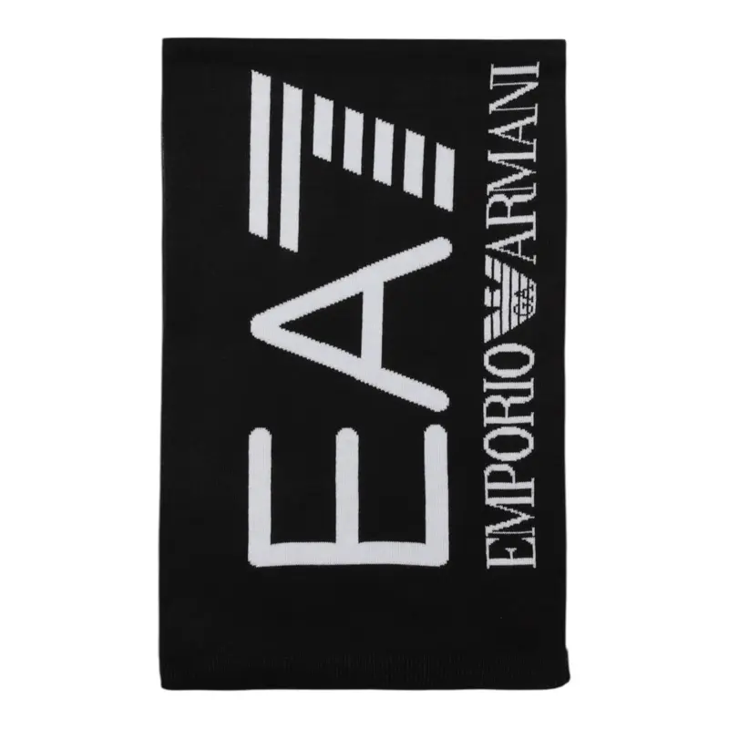 Emporio Armani Sciarpa tinta unita con Logo In Contrasto Nero per Bambino