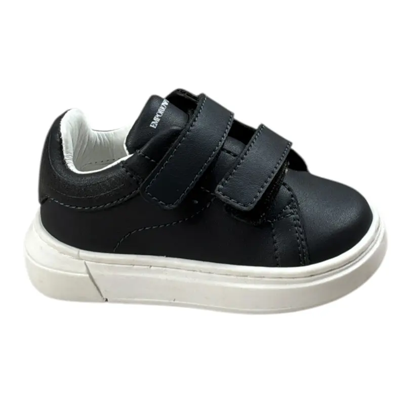 Emporio Armani Sneakers tinta unita con Strappi Blu per Neonato
