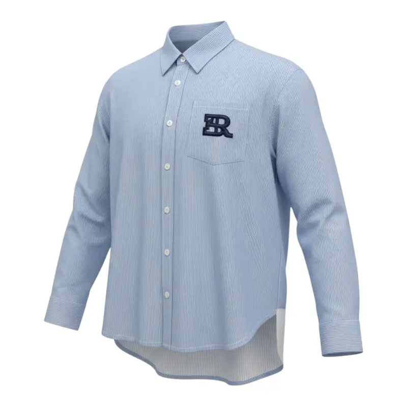 Ermanno Scervino Camicia tinta unita con Fantasia A Righe Azzurro per Bambina