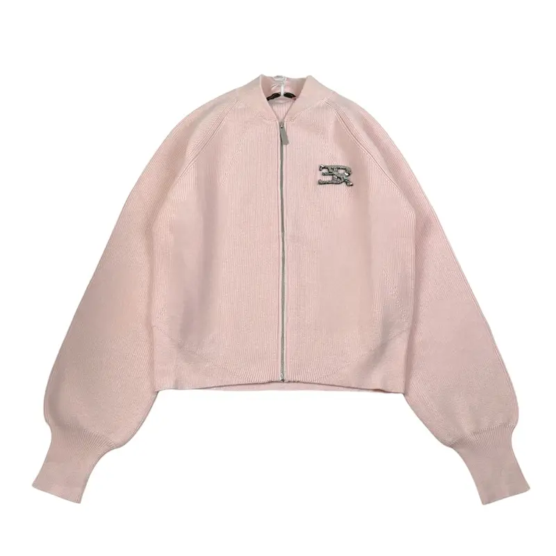 Ermanno Scervino Felpa In Maglia tinta unita con Zip Rosa per Bambina