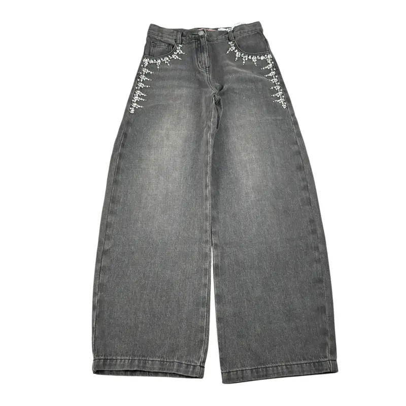 Ermanno Scervino Jeans tinta unita con Applicazioni Nero per Bambina