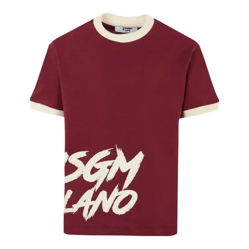 Ermanno Scervino T-Shirt tinta unita con Stampa Bordeaux per Bambina