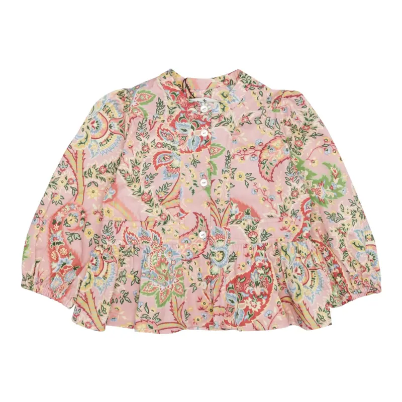 Etro Camicia tinta unita con Stampa Rosa per Neonata