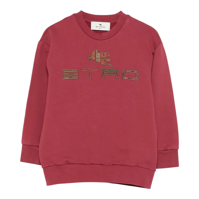 Etro Felpa Chiusa Girocollo tinta unita con Logo Bordeaux per Bambina