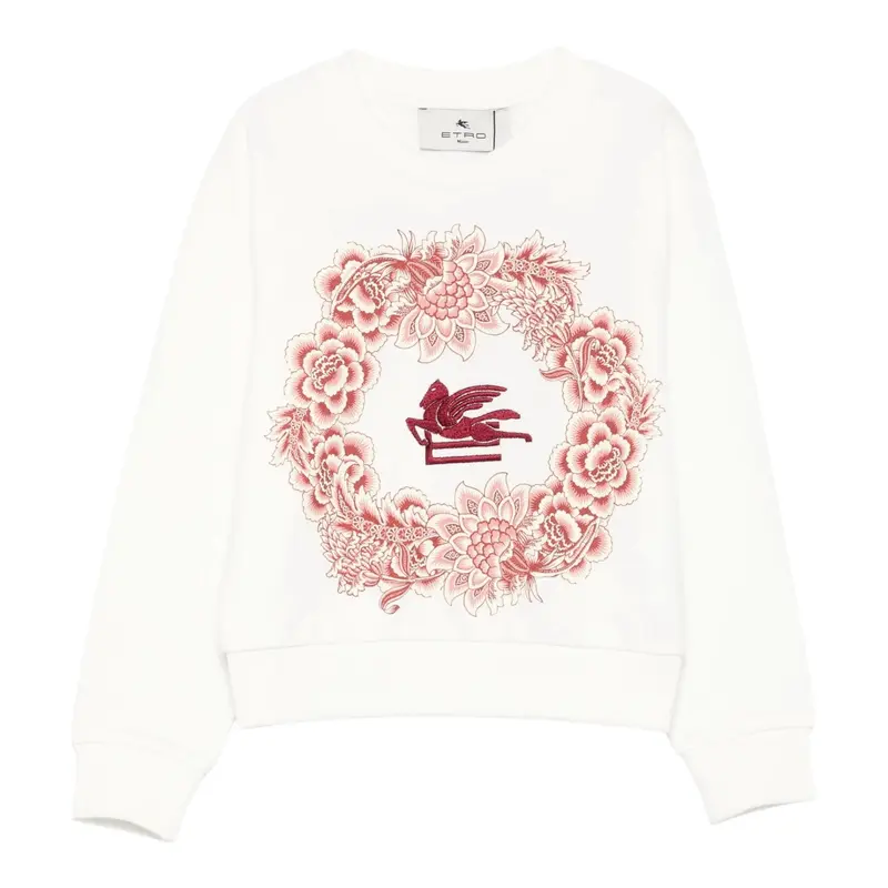 Etro Felpa Chiusa Girocollo tinta unita con Stampa Bianco per Bambina
