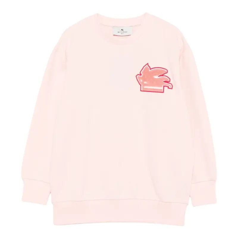 Etro Felpa Chiusa Girocollo tinta unita con Stampa Rosa per Bambina
