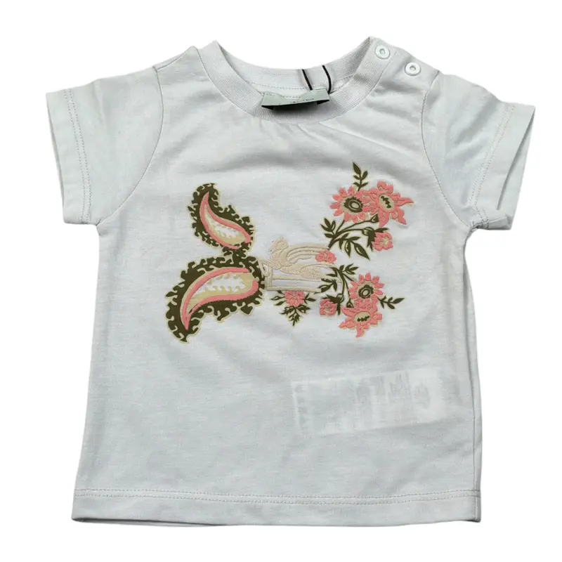 Etro T-Shirt Girocollo tinta unita con Ricami Bianco per Neonata