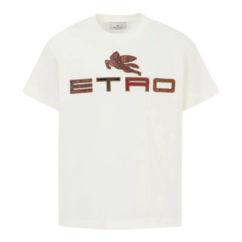 Etro T-Shirt Girocollo tinta unita con Stampa Bianco per Bambina