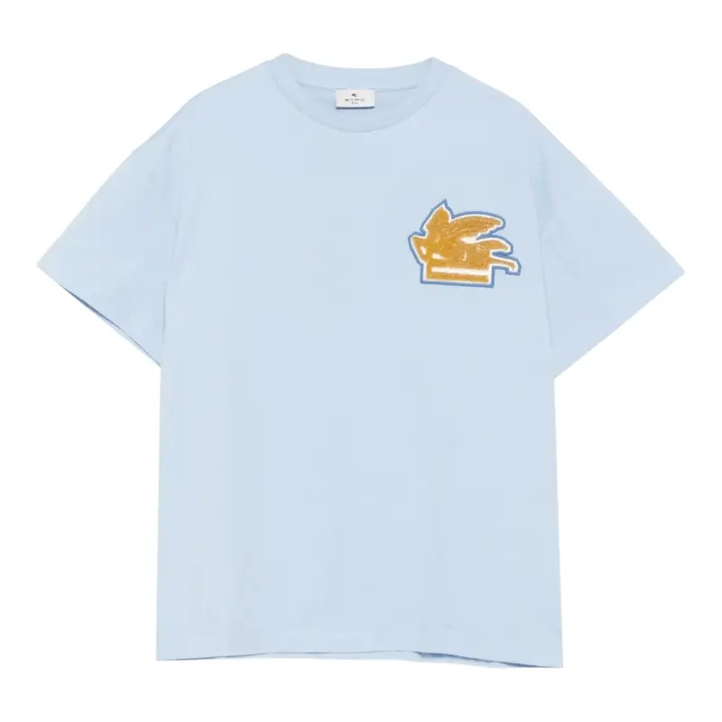 Etro T-Shirt tinta unita con Stampa Azzurro per Bambino