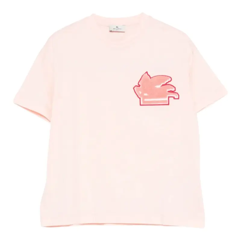 Etro T-Shirt tinta unita con Stampa Rosa per Bambina