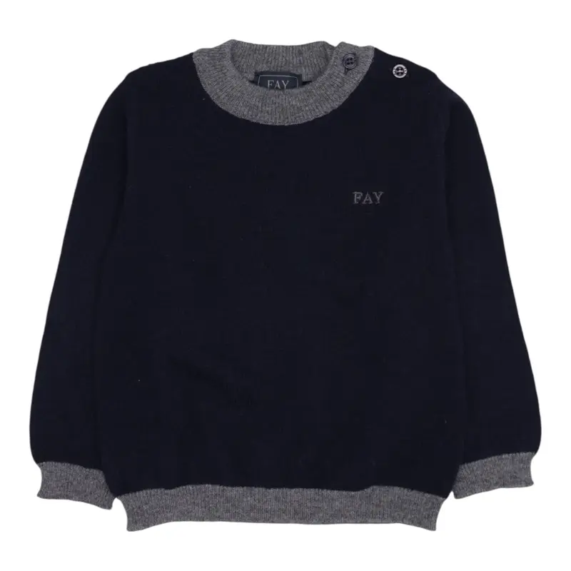 Fay Maglia tinta unita con Profili In Contrasto Blu per Neonato