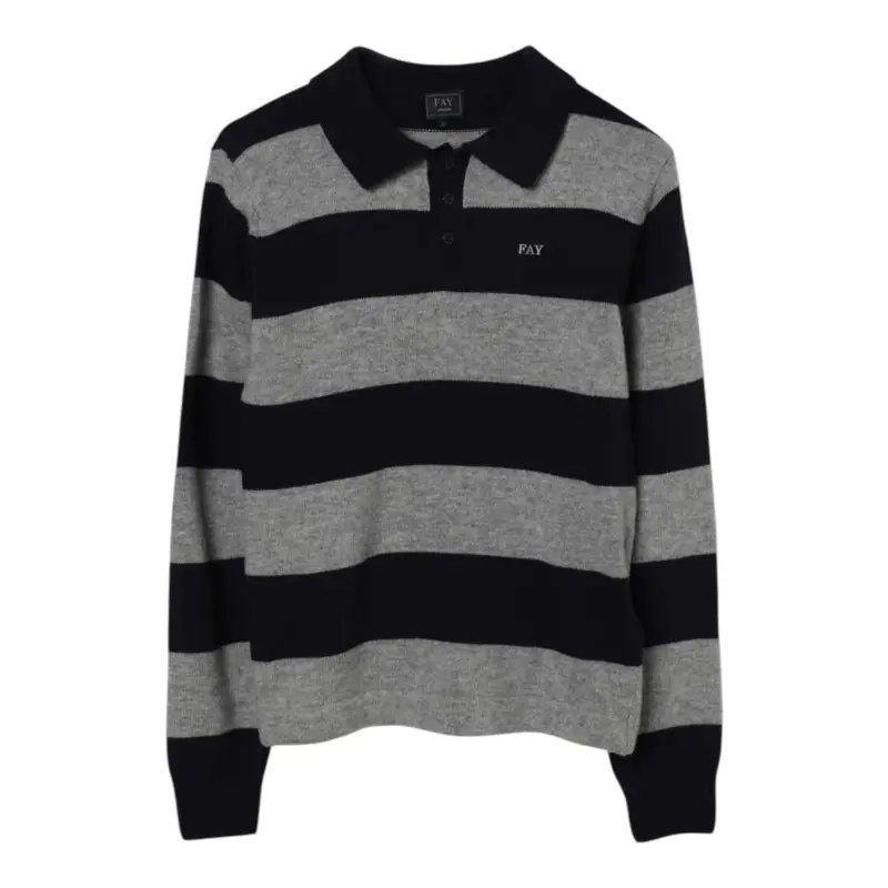 Fay Polo Maglia Fantasia A Righe Blu/Grigio per Bambino