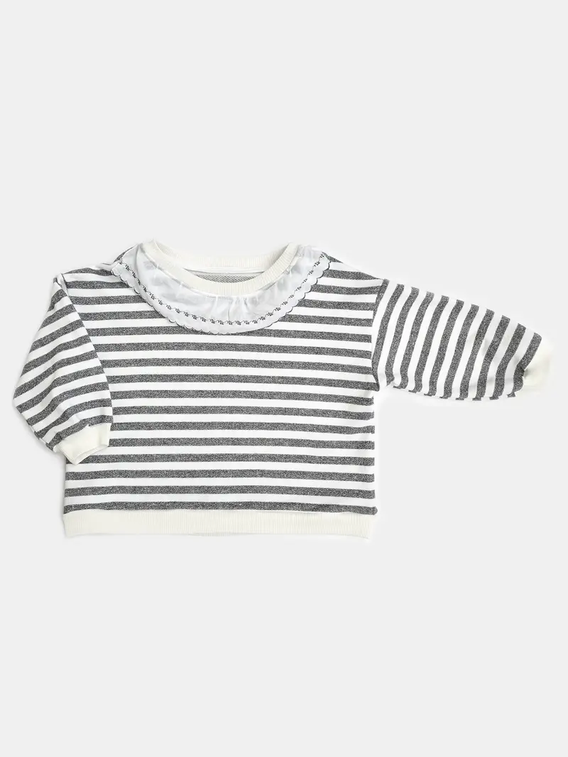 Felpa a righe con Collo in Pizzo Vintage