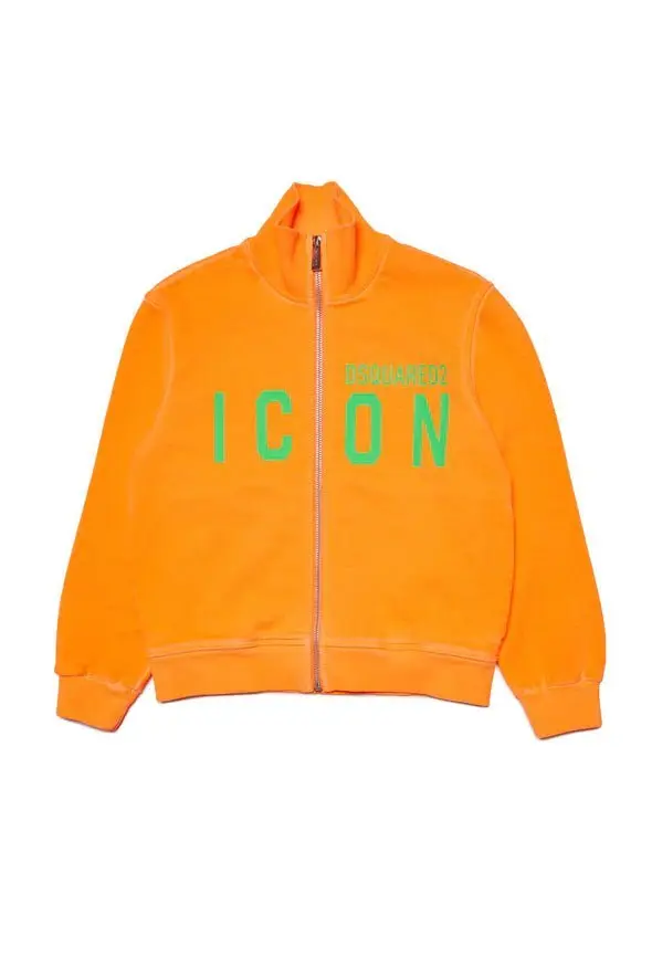 FELPA A ZIP CON STAMPA ICON FLUO
