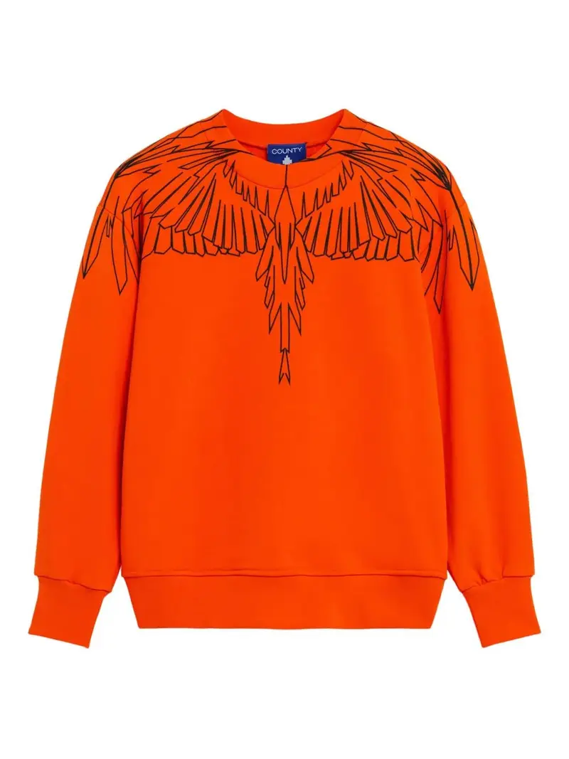FELPA ARANCIONE CON STAMPA NERA MARCELO BURLON