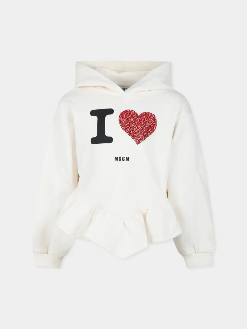 FELPA AVORIO CON STAMPA MSGM