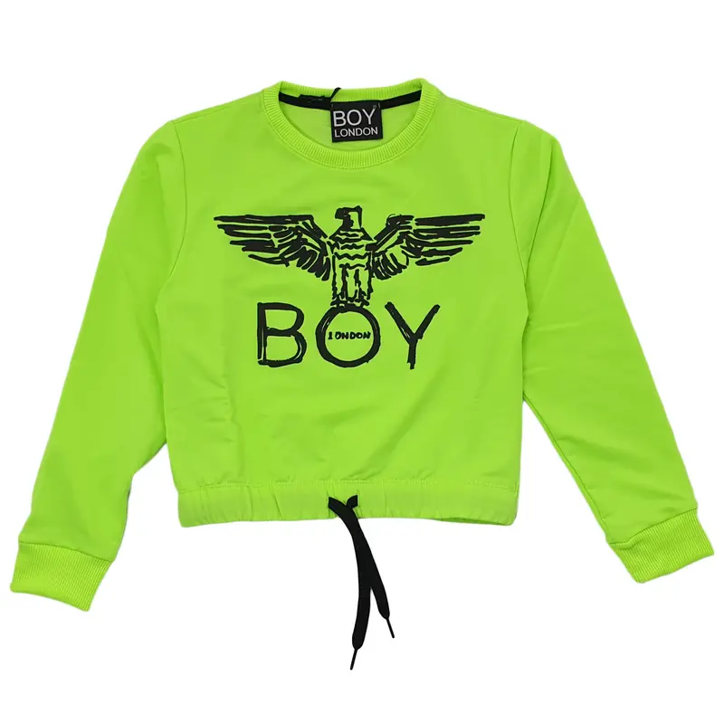 Felpa bambina Boy London fluo con logo contrasto