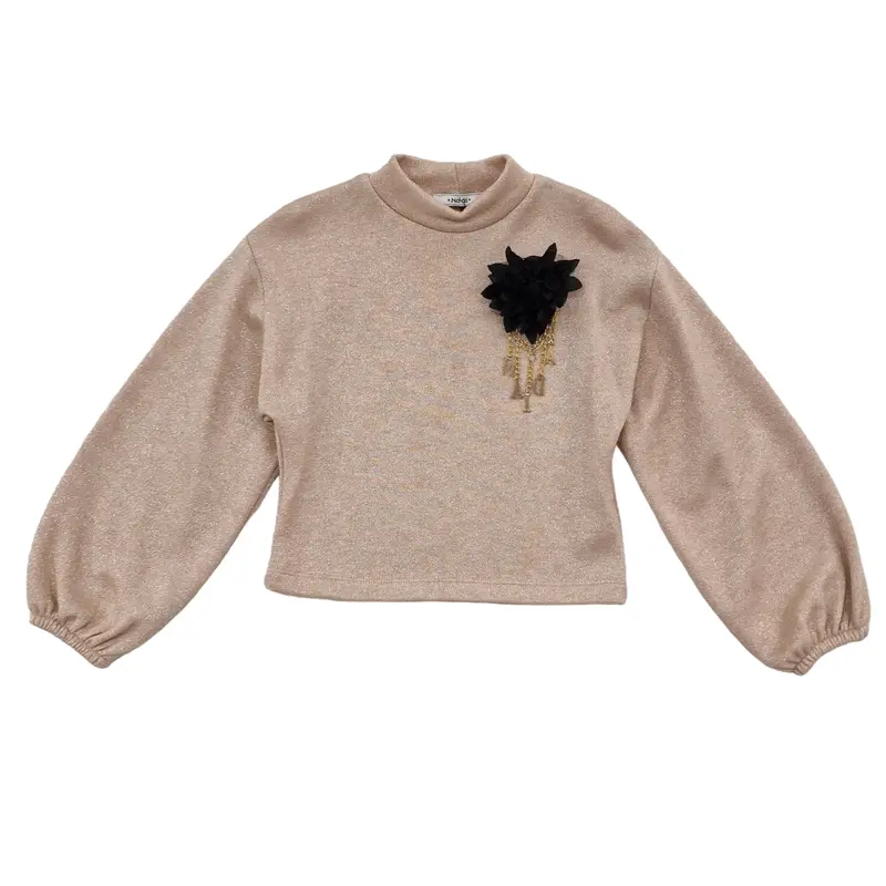 Felpa bambina morbida laminata beige oro