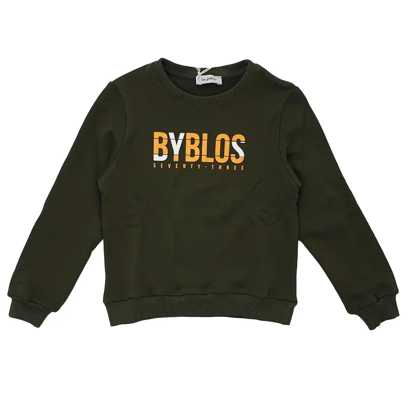 Felpa bambino Byblos primaverile verde con logo colorato a contrasto