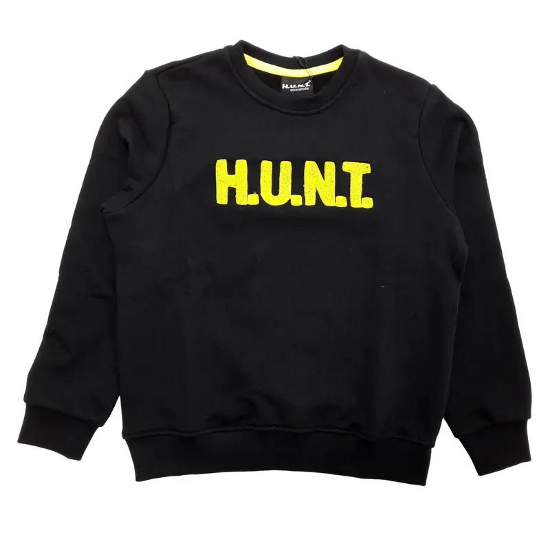FELPA bambino in cotone garzato con logo a rilievo H.U.N.T