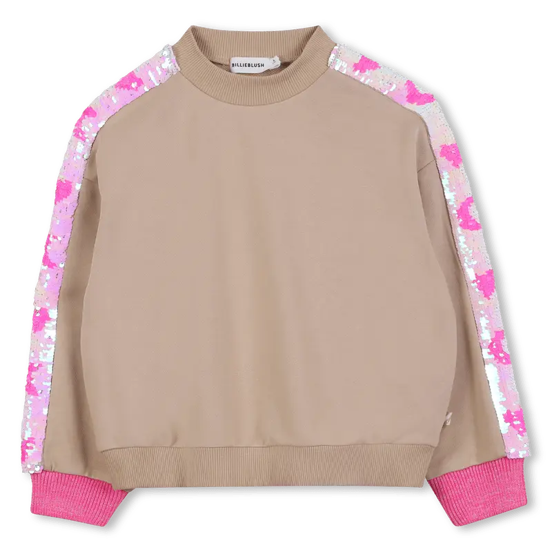 FELPA BEIGE CON BANDE LATERALI IN PAILLETTES BILLIEBLUSH