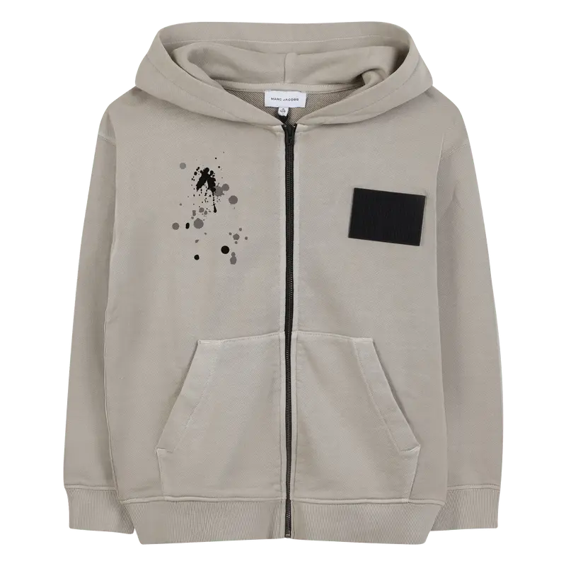 FELPA BEIGE CON CAPPUCCIO E ZIP CON LOGO IN GOMMA MARC JACOBS