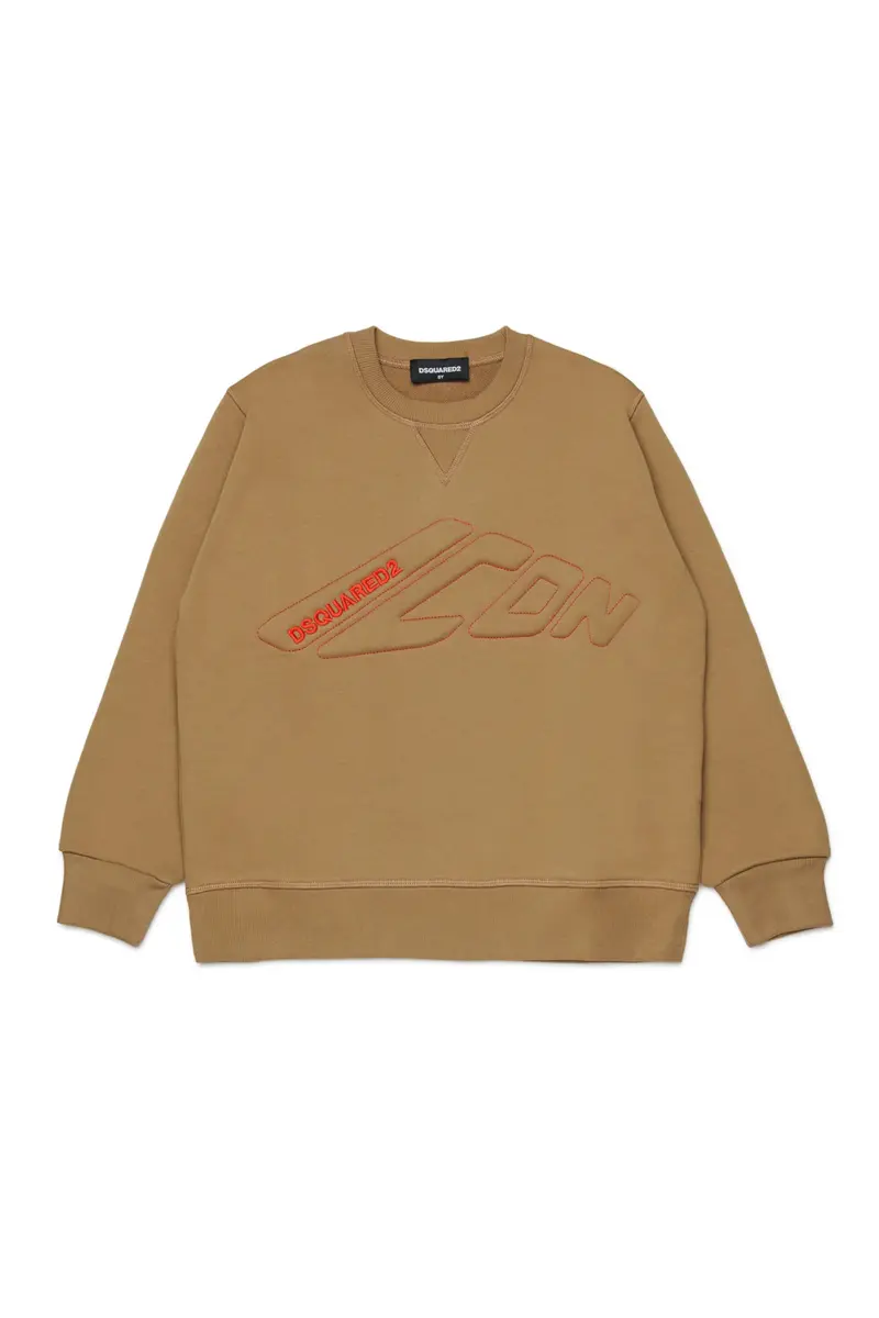 FELPA BEIGE CON LOGO ARANCIO DSQUARED2