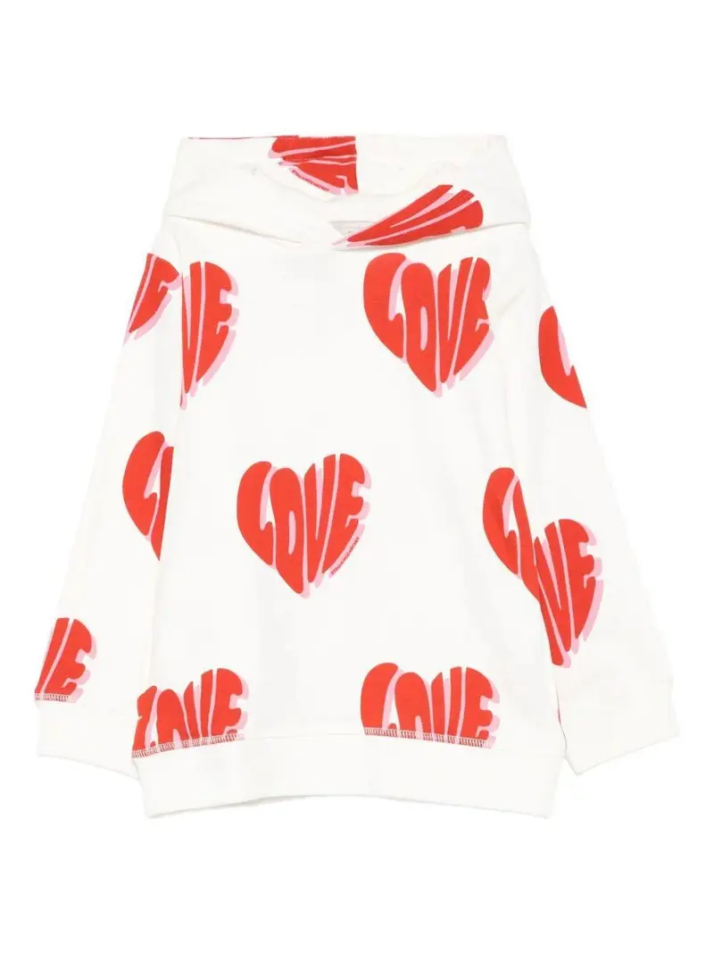 FELPA BIANCA CON CAPPUCCIO SCRITTA LOVE ROSSA STELLA MCCARTNEY