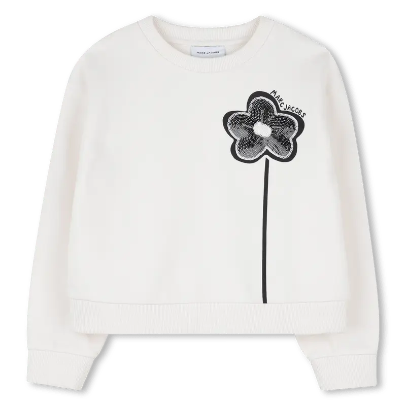 FELPA BIANCA CON FIORE NERO SUL DAVANTI MARC JACOBS