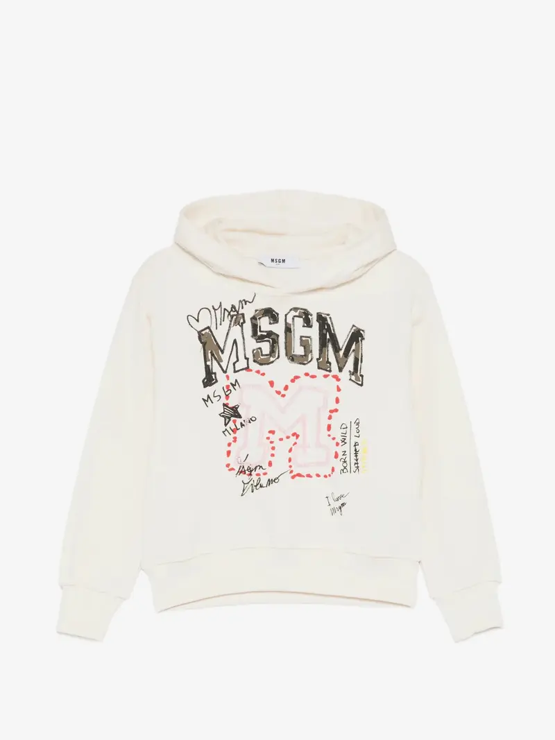 FELPA BIANCA CON LOGO MARRONE MSGM