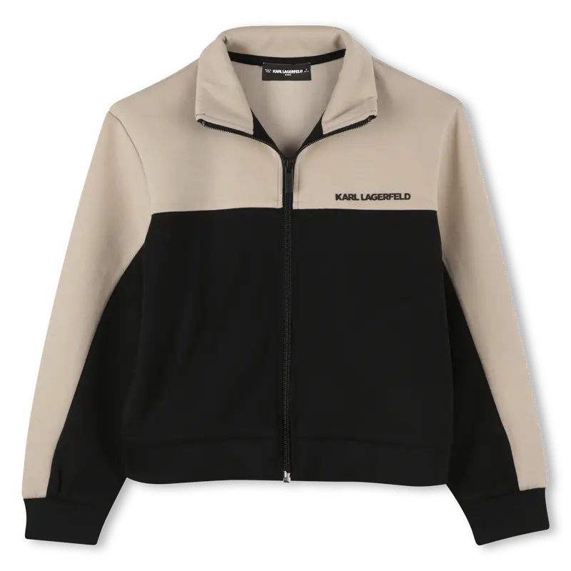 FELPA BICOLORE CON ZIP BEIGE/NERA KARL LAGERFELD