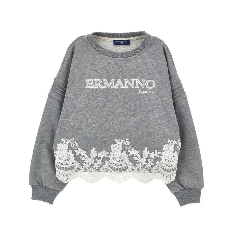 Felpa Bimba logo ricamato e bordo in pizzo Ermanno Scervino