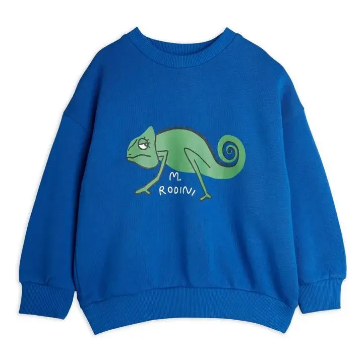 FELPA BLU CON CAMALEONTE VERDE MINI RODINI