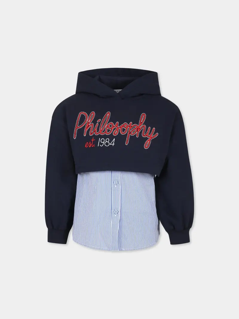 FELPA BLU CON LOGO RICAMATO PHILOSOPHY