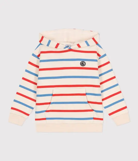 FELPA CON CAPPUCCIO BAMBINO UNISEX IN COTONE A RIGHE