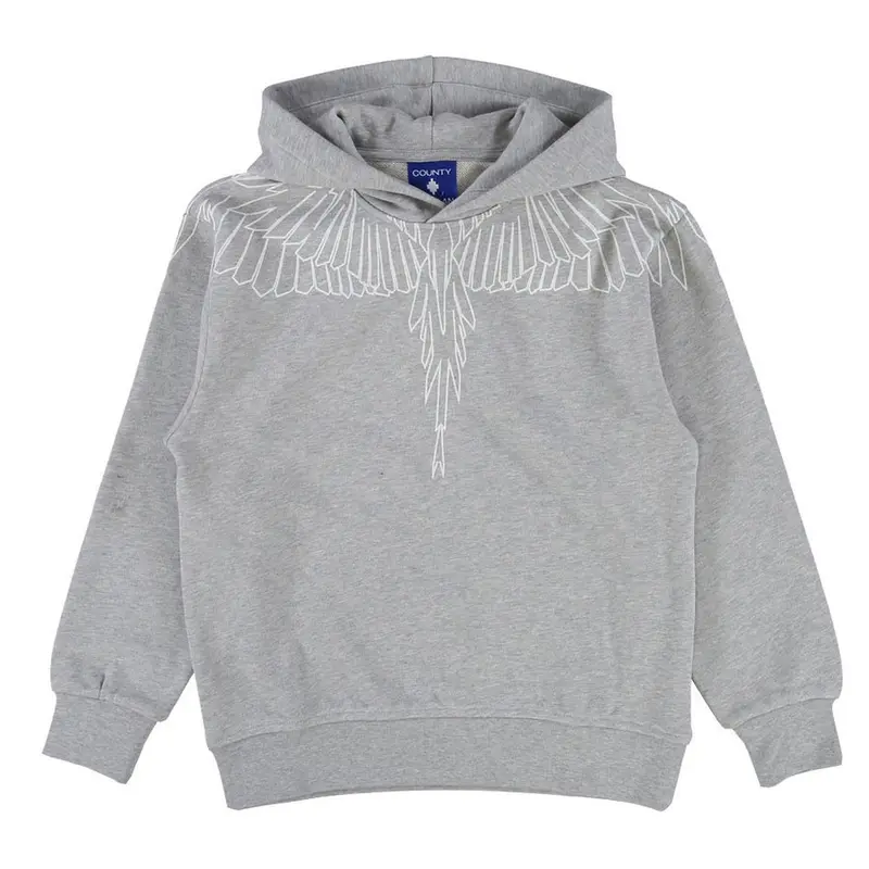 FELPA CON CAPPUCCIO GRIGIA CON LOGO BIANCO MARCELO BURLON