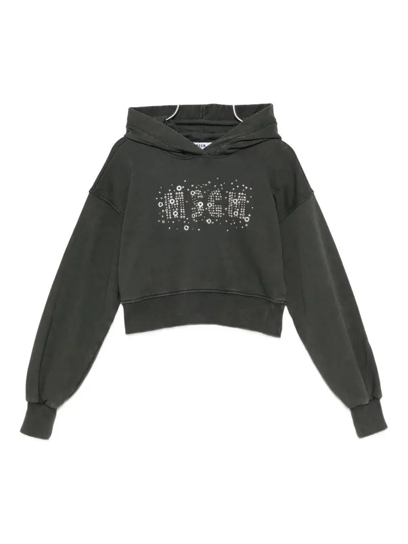 FELPA CON CAPPUCCIO GRIOGIO CON LOGO MSGM